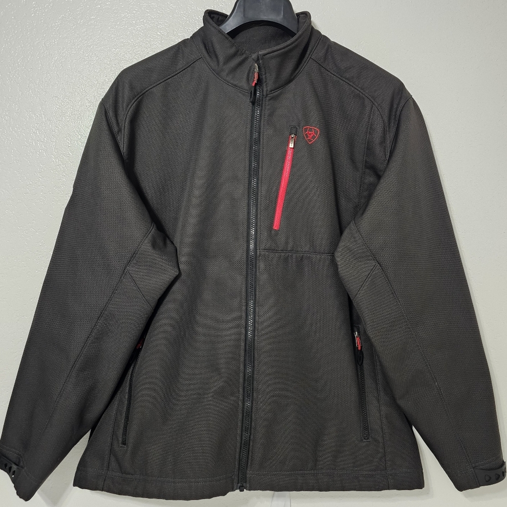 Ariat Softshell Jacket Black Red Western Workwear… - image 2
